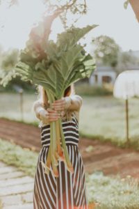 woman holding plants